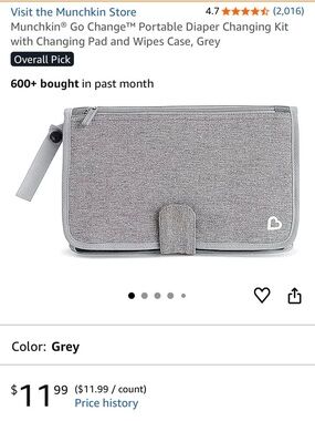 Munchkin Grey Portable Diaper Changing Pouch